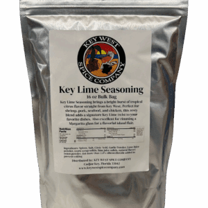 Silver bag of Key Lime Seasoning with product details.