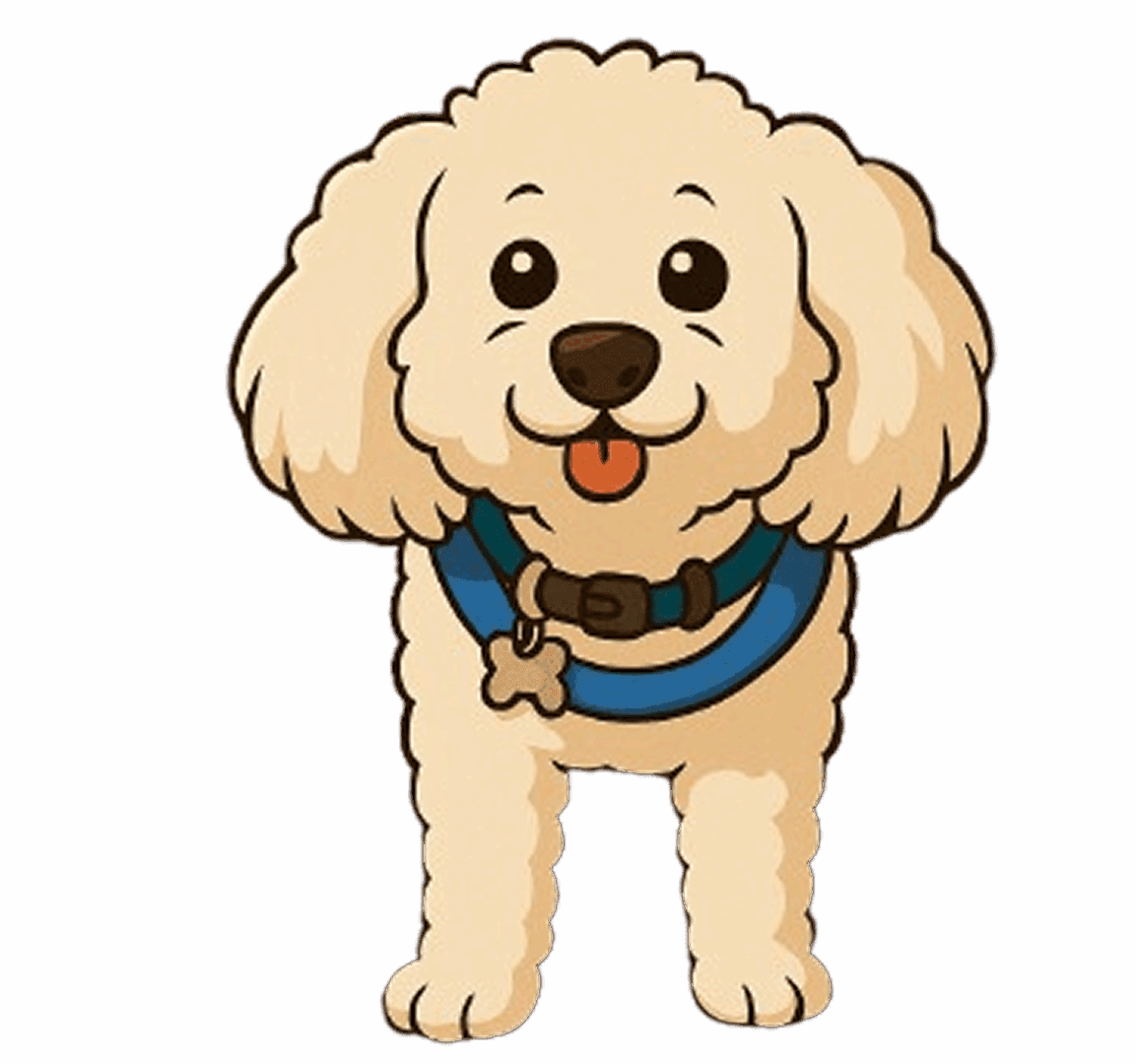 Cute poodle illustration with happy expression