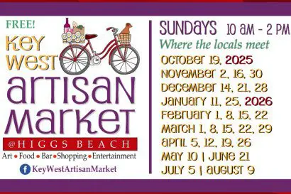 Artisan Market poster with dates and details for Sundays in Long Beach.