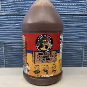 BBQ sauce bottle with colorful label design.